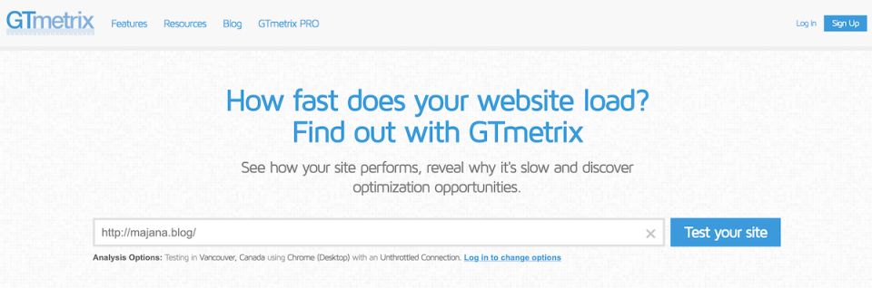 صورة اداة Gtmetrix لفحص سرعة الموقع المجانية