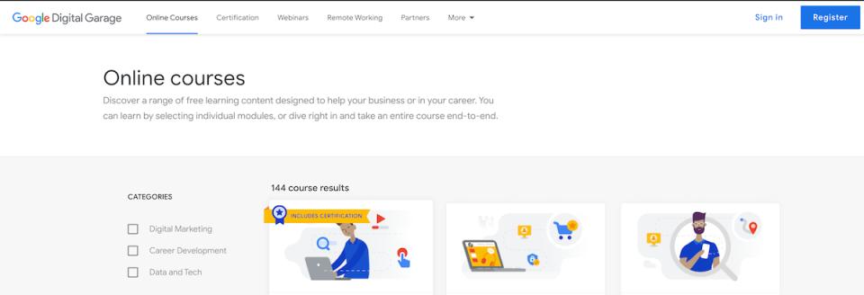 صورة كراج جوجل Digital Carage وهو منصة محتصة في تقديم الدورات التعليمية في مجال التسويق الرقمي 